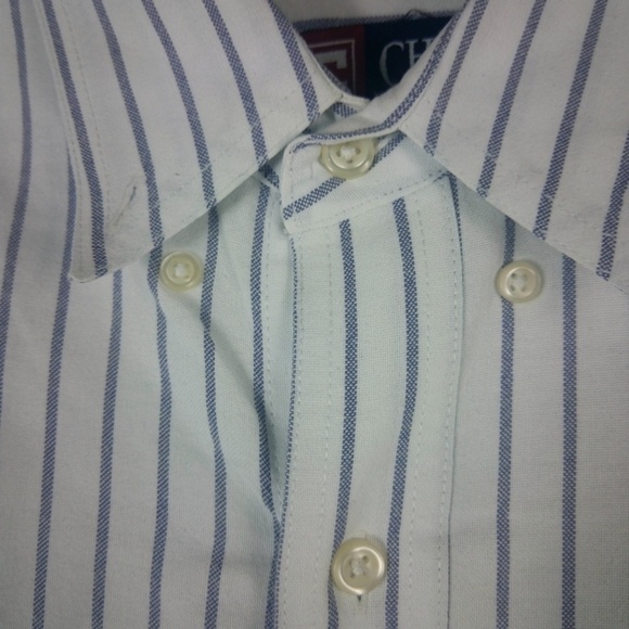 Chaps White Blue Striped Button Down Shirt M - Picture 4 of 8